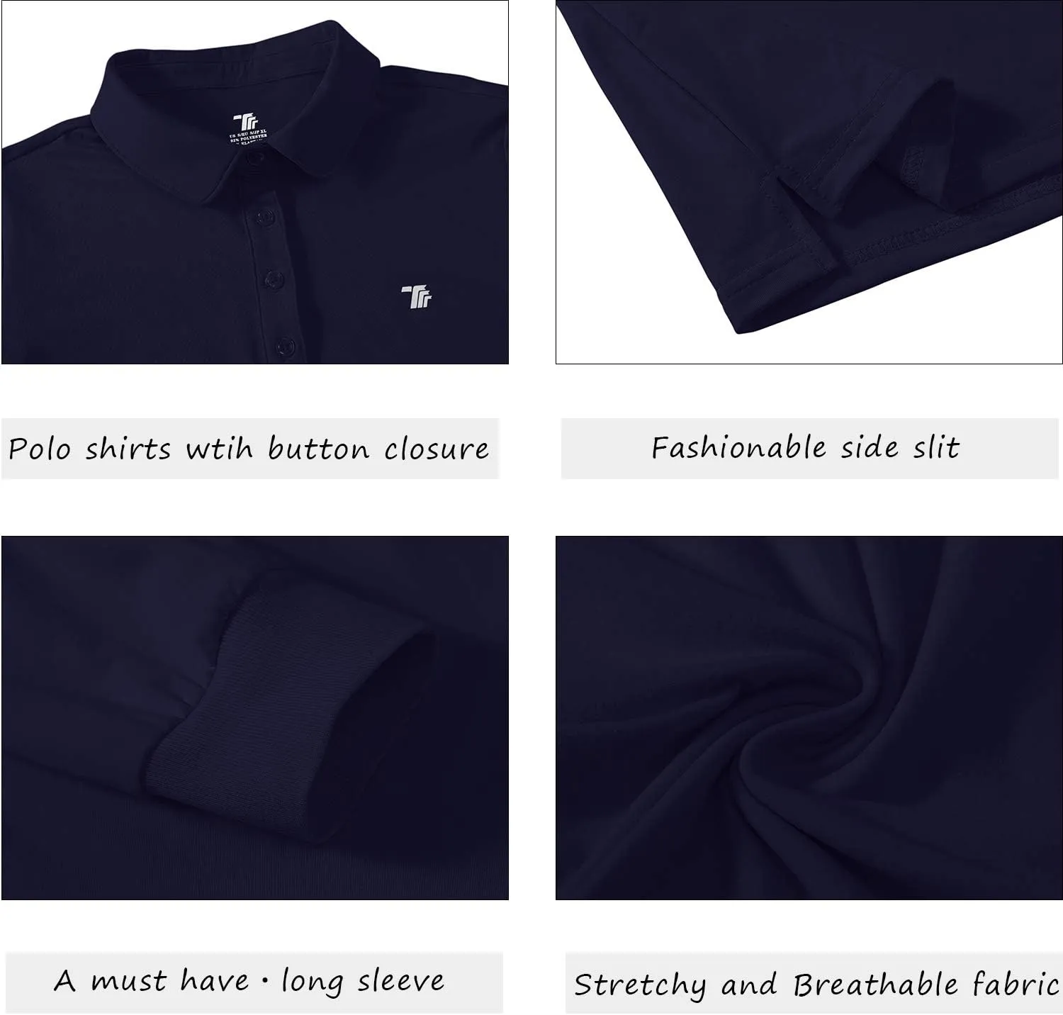 AIRIKE Golf Polo Shirts for Women Long Sleeve Colourful Quick-Dry Workwear & Activewear-Womens Athletic Apparel