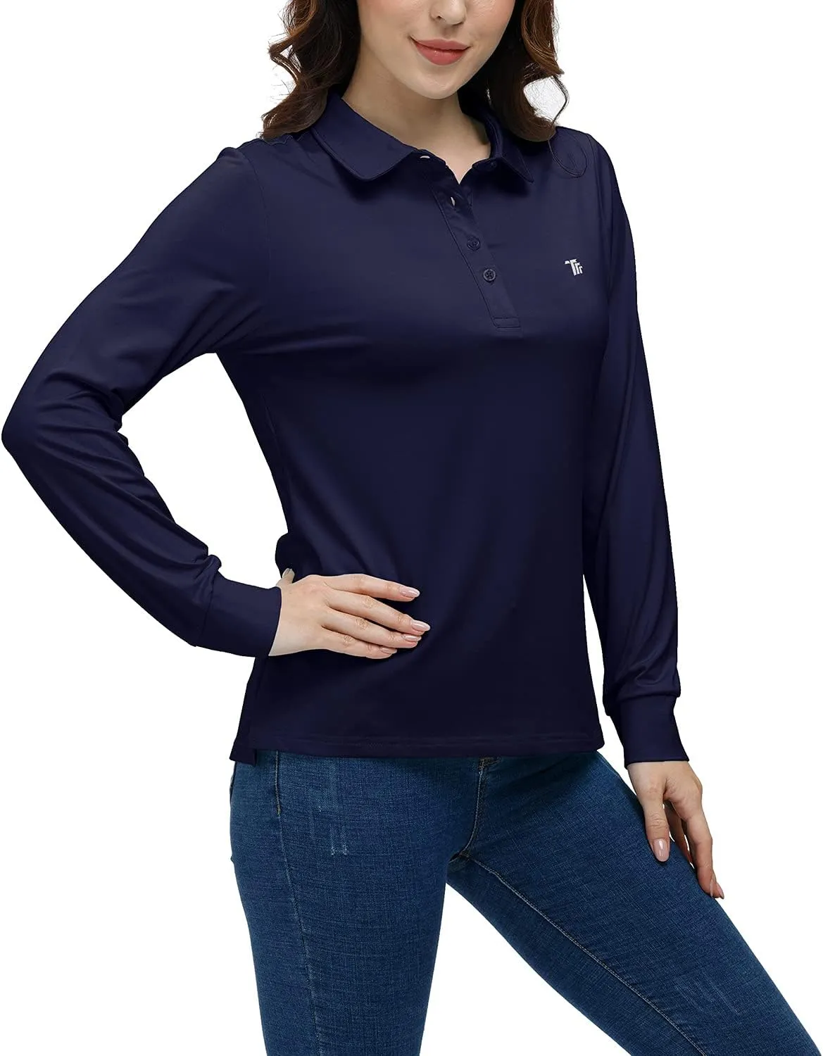 AIRIKE Golf Polo Shirts for Women Long Sleeve Colourful Quick-Dry Workwear & Activewear-Womens Athletic Apparel