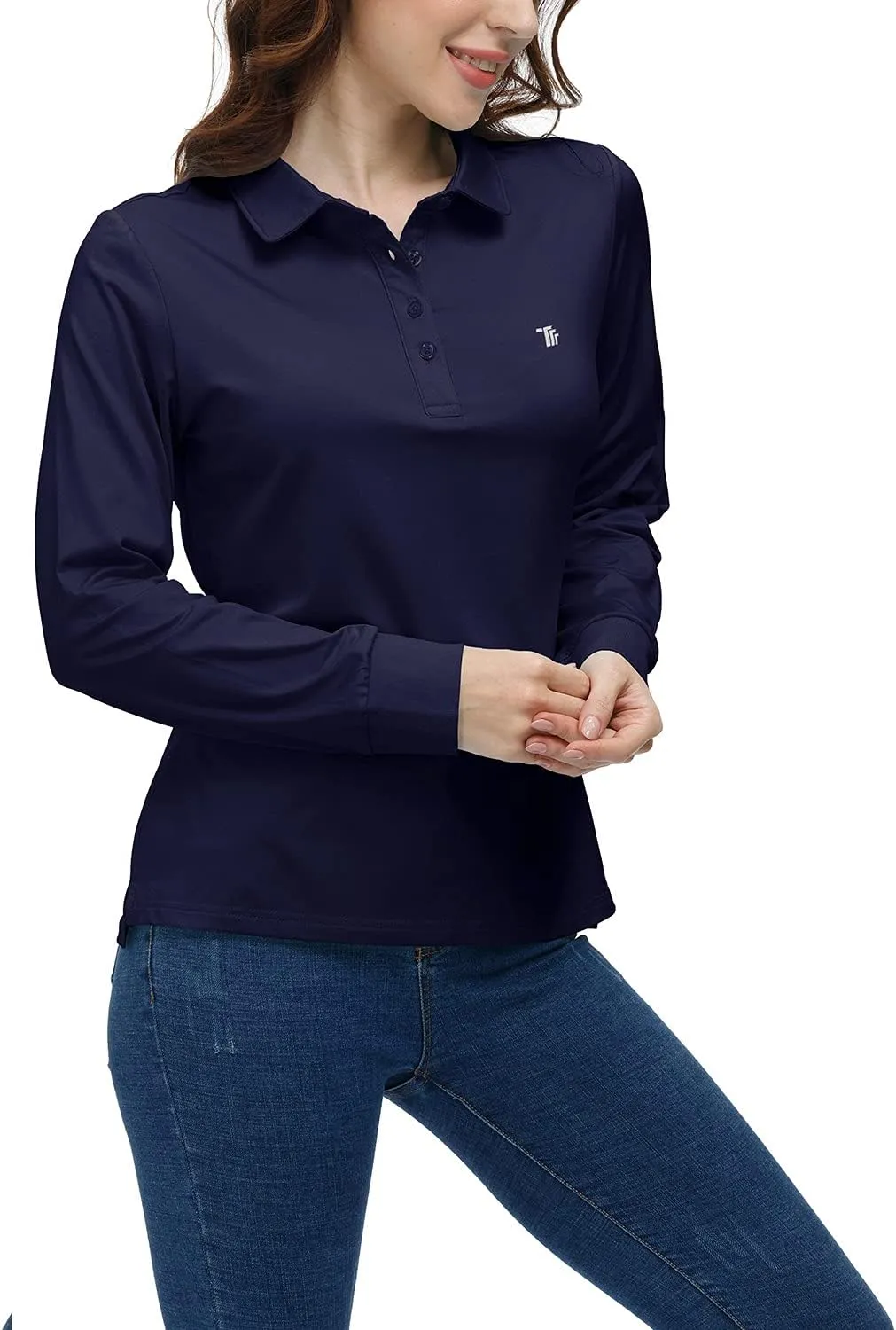 AIRIKE Golf Polo Shirts for Women Long Sleeve Colourful Quick-Dry Workwear & Activewear-Womens Athletic Apparel