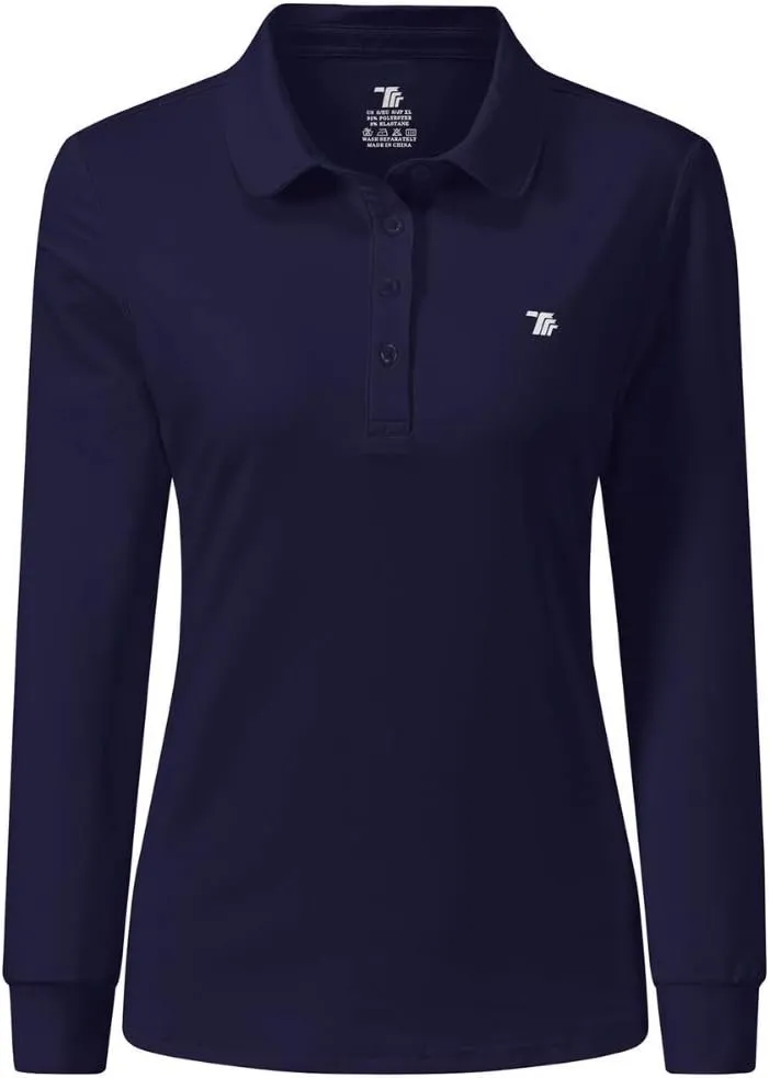 AIRIKE Golf Polo Shirts for Women Long Sleeve Colourful Quick-Dry Workwear & Activewear-Womens Athletic Apparel