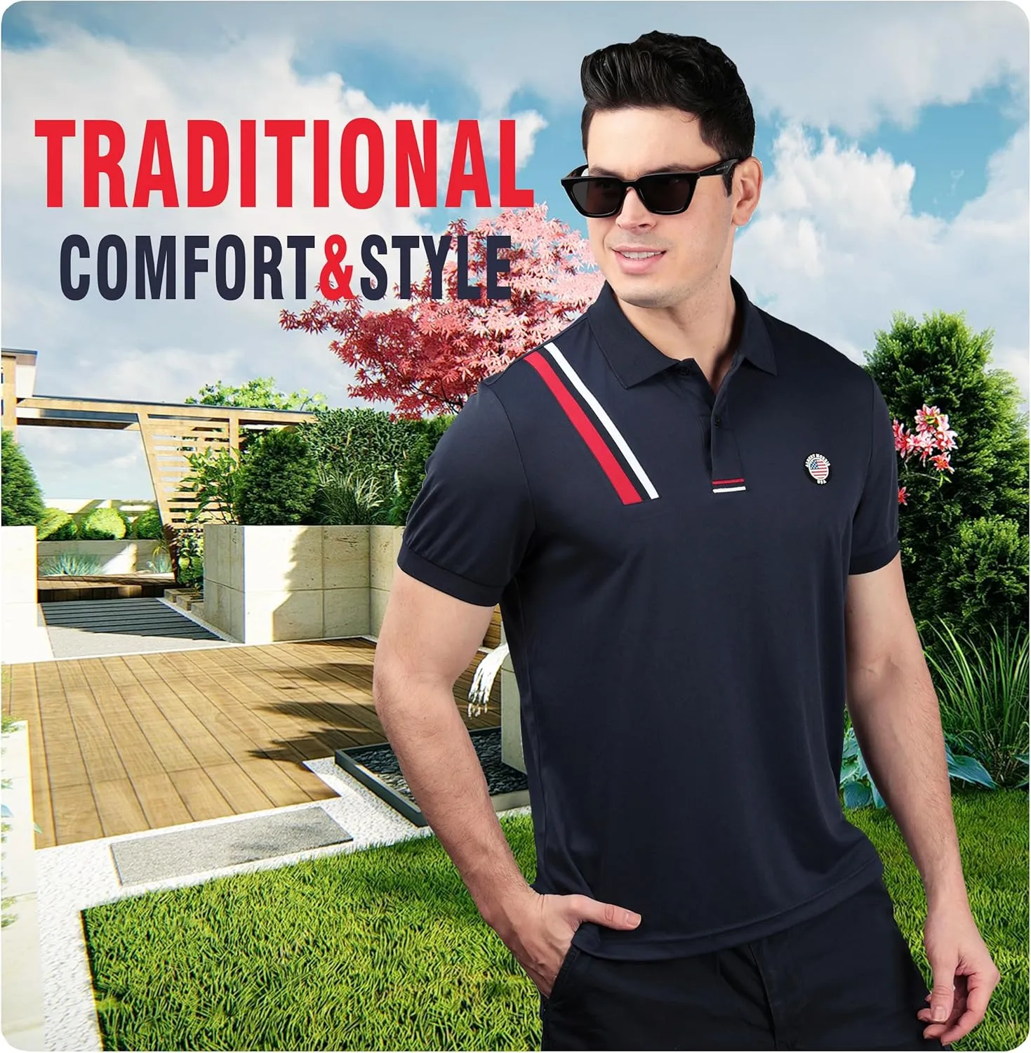 Albert Morris Mens Striped Short Sleeve Polo Shirts 4 Pack