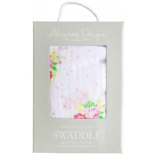 Alimrose Muslin Swaddle - Rose Floral Spots