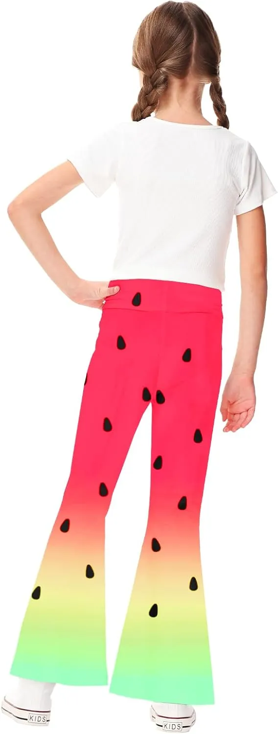 AOBUTE Girls Bell Bottom Pants Tie Dye Print High Waist Flare Leggings 5-14 Years