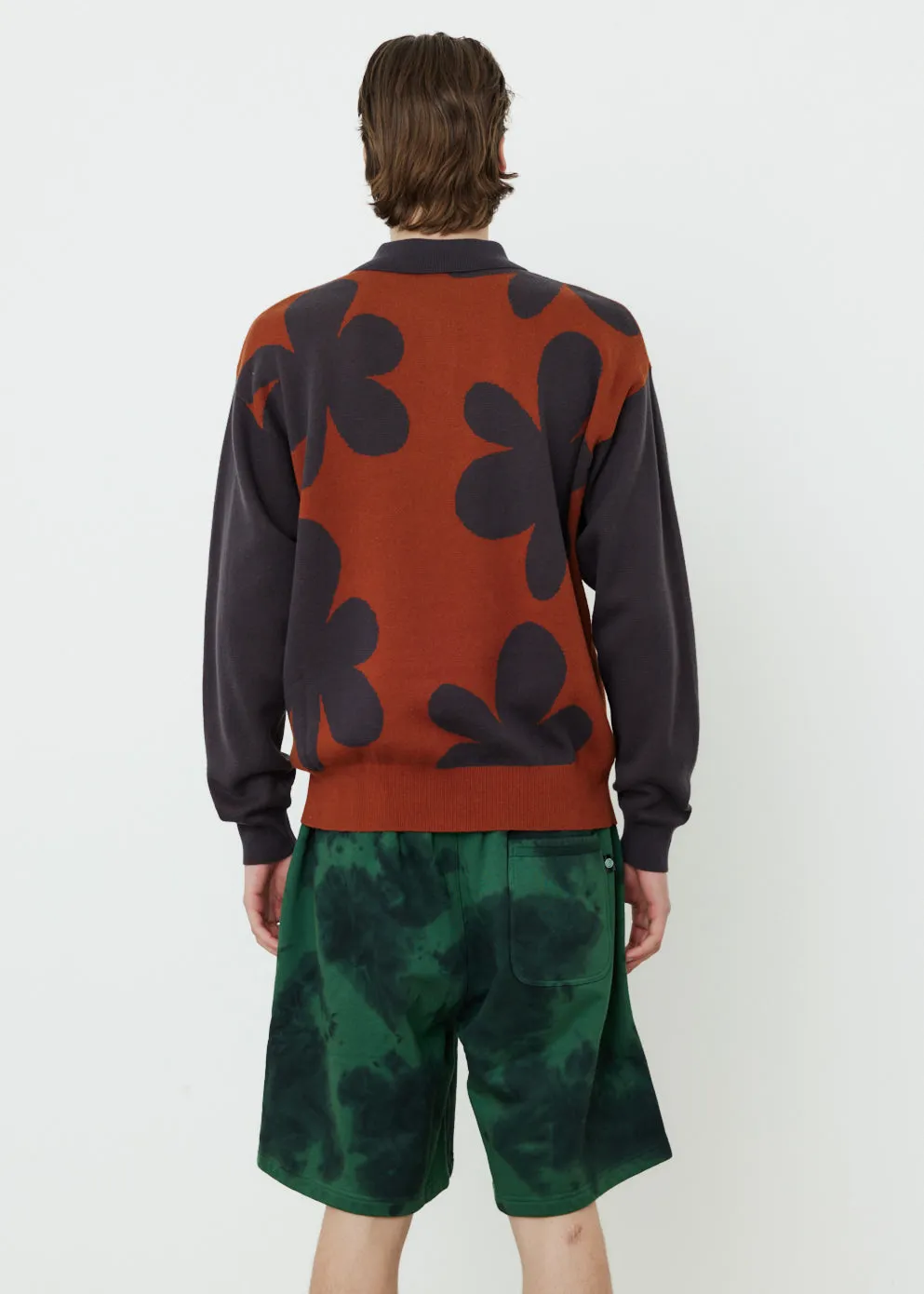Block Knit Long Sleeve Polo