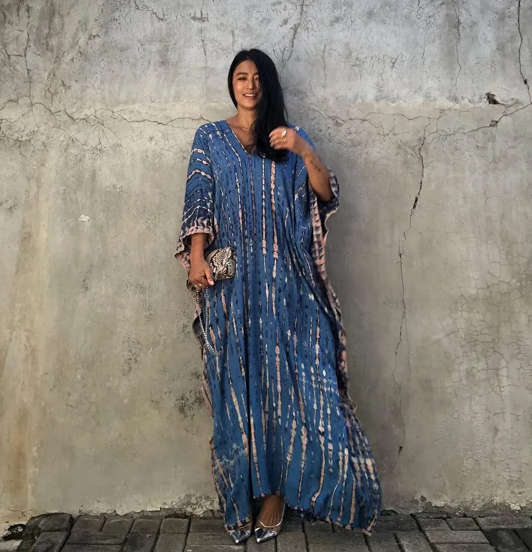 Bsubseach Kaftan Dresses for Women 2025 Plus Size Swimsuit Cover Up Tie Dye Caftan Maxi Dress Loungewear
