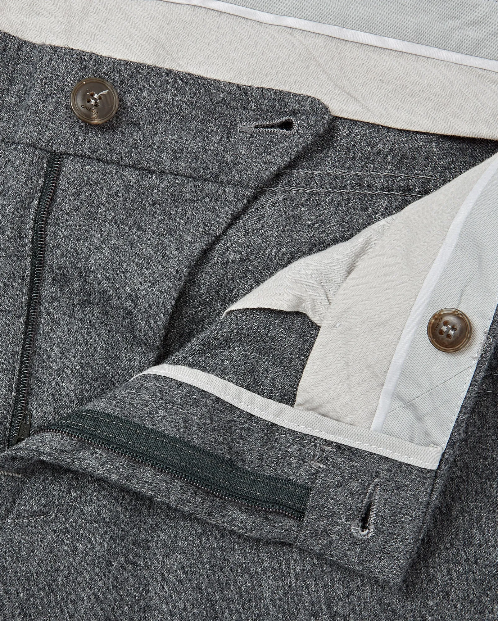 Canali Soft Touch Wool Flannel Trouser (Grey)