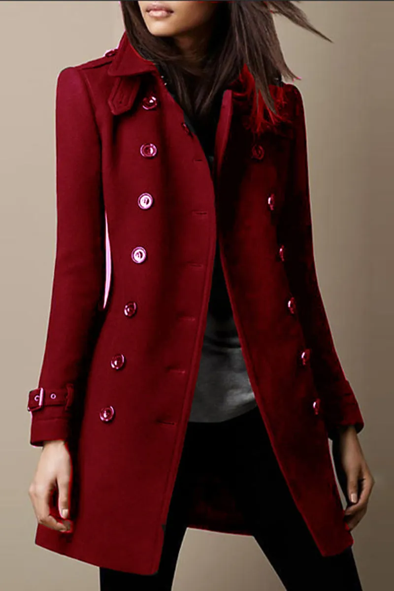 Casual Solid Buttons Mandarin Collar Outerwear