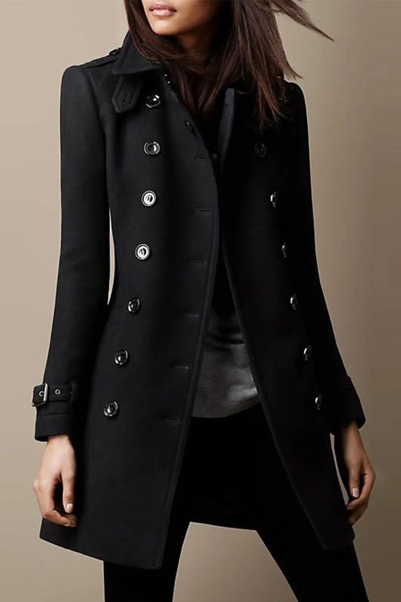 Casual Solid Buttons Mandarin Collar Outerwear