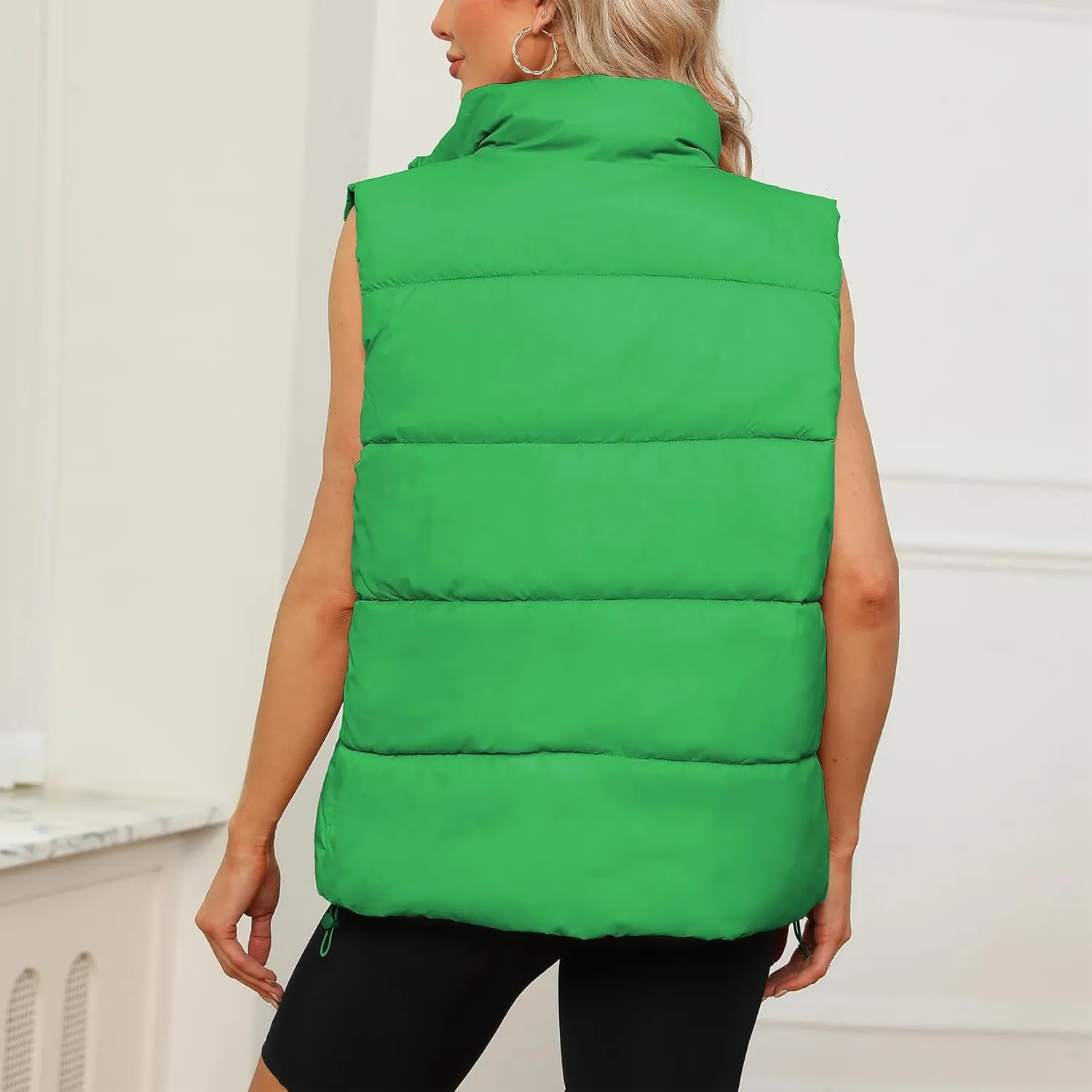 Century Star Puffer Vest for Women's Outerwear Vests Puffy Oversized 2024 Quilted Vest Tops Jackets Coat with Pockets