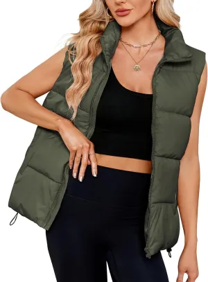 Century Star Puffer Vest for Women's Outerwear Vests Puffy Oversized 2024 Quilted Vest Tops Jackets Coat with Pockets