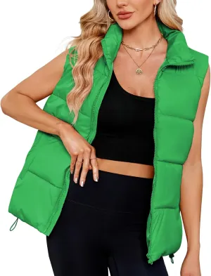 Century Star Puffer Vest for Women's Outerwear Vests Puffy Oversized 2024 Quilted Vest Tops Jackets Coat with Pockets
