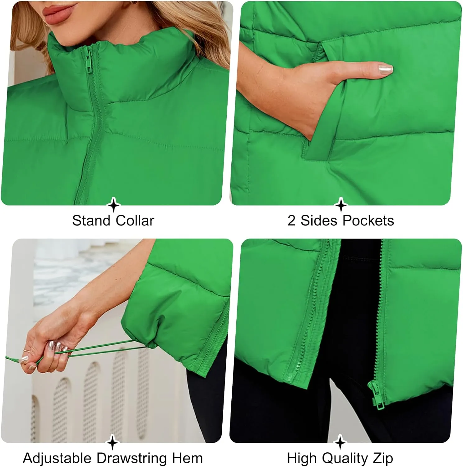 Century Star Puffer Vest for Women's Outerwear Vests Puffy Oversized 2024 Quilted Vest Tops Jackets Coat with Pockets