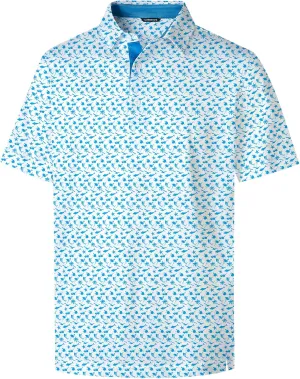 Golf Shirts for Men Dry Fit Funny Print Moisture Wicking Shirts Short Sleeve Quick Dry Collared Men's Polo Shirt