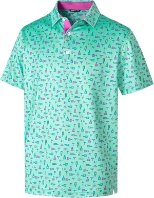 Golf Shirts for Men Dry Fit Funny Print Moisture Wicking Shirts Short Sleeve Quick Dry Collared Men's Polo Shirt