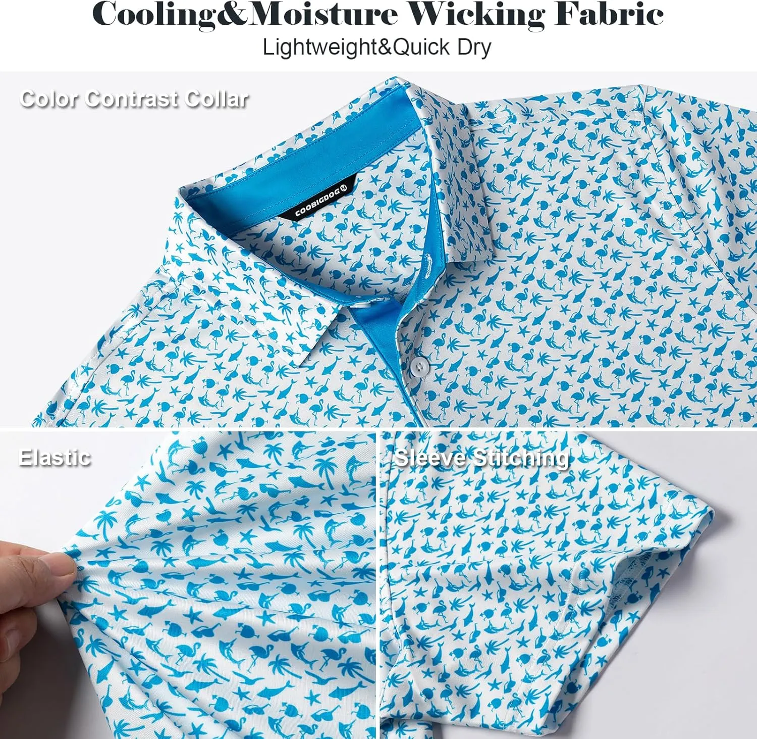 Golf Shirts for Men Dry Fit Funny Print Moisture Wicking Shirts Short Sleeve Quick Dry Collared Men's Polo Shirt