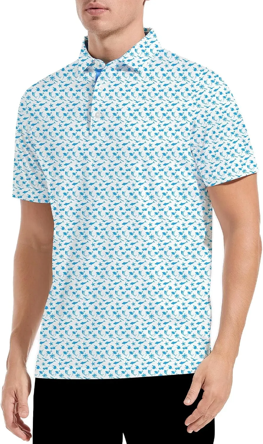 Golf Shirts for Men Dry Fit Funny Print Moisture Wicking Shirts Short Sleeve Quick Dry Collared Men's Polo Shirt