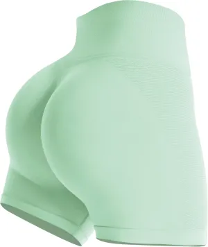Gym Shorts Women, Seamless Scrunch Butt Booty Lifting Workout Shorts, High-Waisted Stretchy Yoga Leggings Athletic Shorts Pants Green XXL