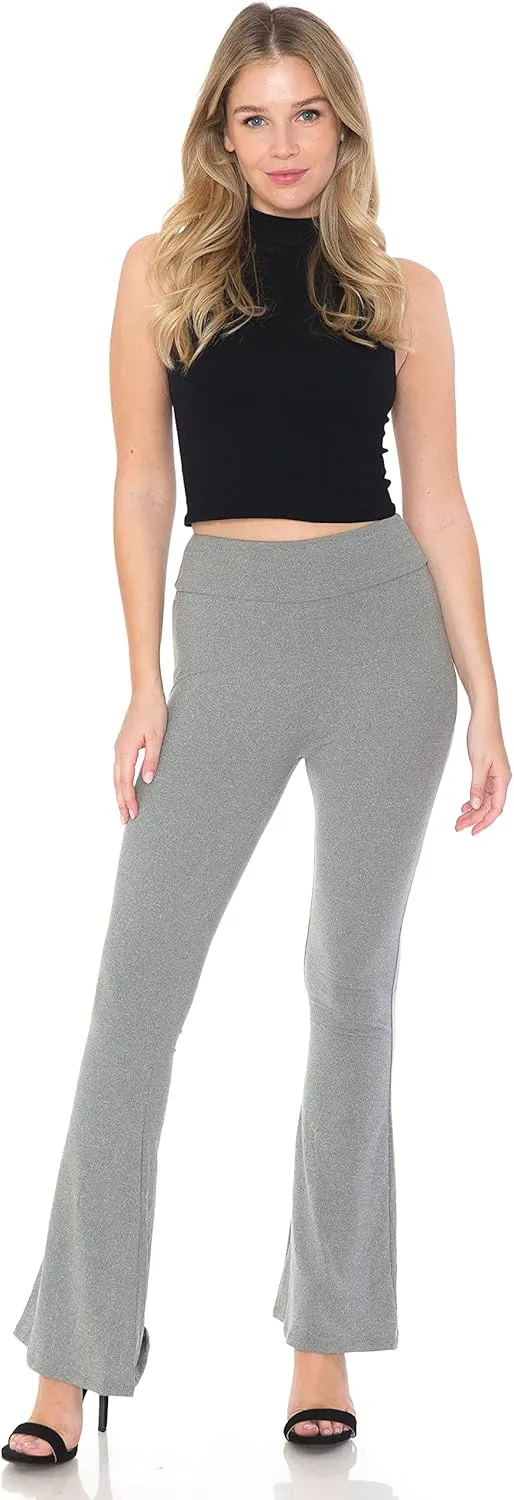 Leggings Depot Women's High Waist Flared Casual, Work, Lounge Palazzo Pants-Wide Leg