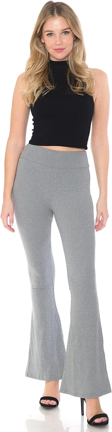 Leggings Depot Women's High Waist Flared Casual, Work, Lounge Palazzo Pants-Wide Leg