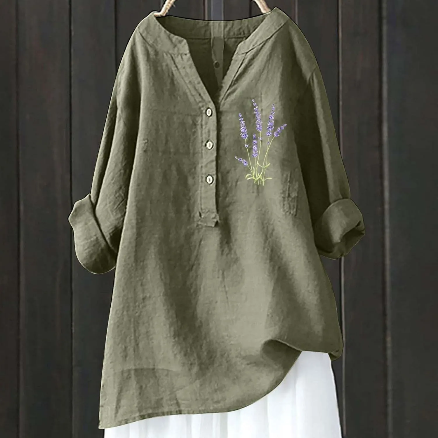 Linen Button Down Shirt Women with Gradient Letter Printed Pockets and Hooded Casual Collared Blouses Loose Fit