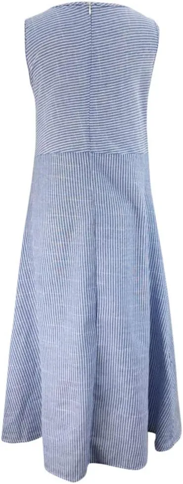 Linen Dress for Women 2025 Summer Sleeveless Maxi Dress Business Sundresses Vacation Dresses Long Dresses with Pockect
