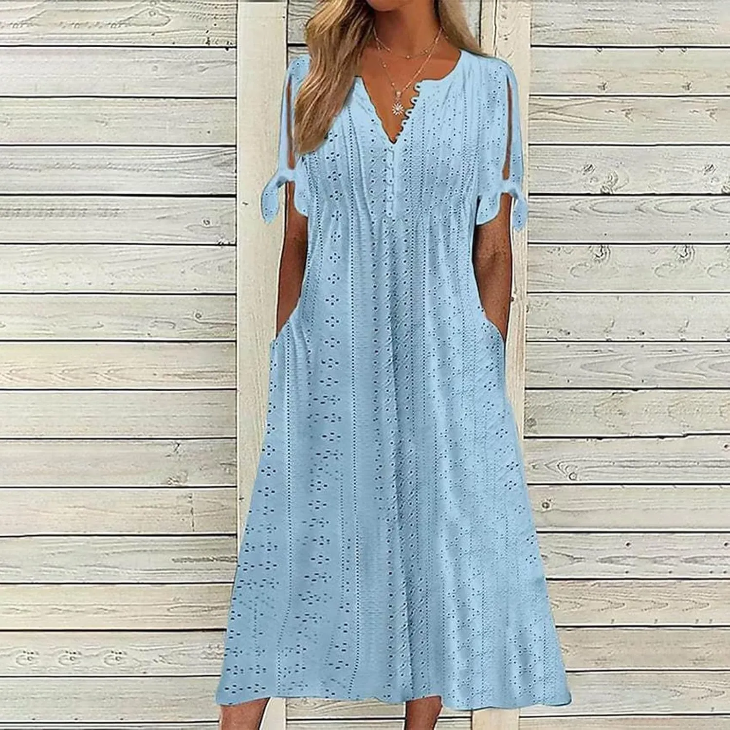 Long Maxi Long Dresses for Women 2025 Trendy Short Sleeve Eyelet Tshirt Dress Casual Summer Beach Vacation Sundresses