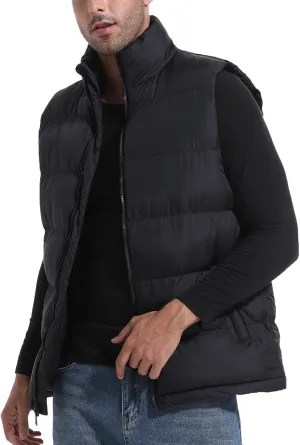 Men's Puffer Vest Outerwear Puffy Sleeveless Jacket Bubble Zipper Winter outdoor Warm Water-Resistant Size M to 3XL