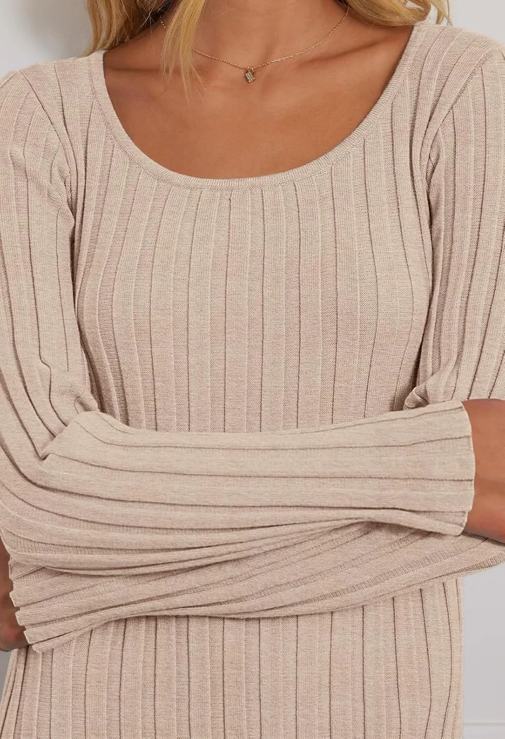 MEROKEETY Women's Fall Long Sleeve Sweater Dress Casual Ribbed Knit Slim Fit Bodycon Maxi Dresses