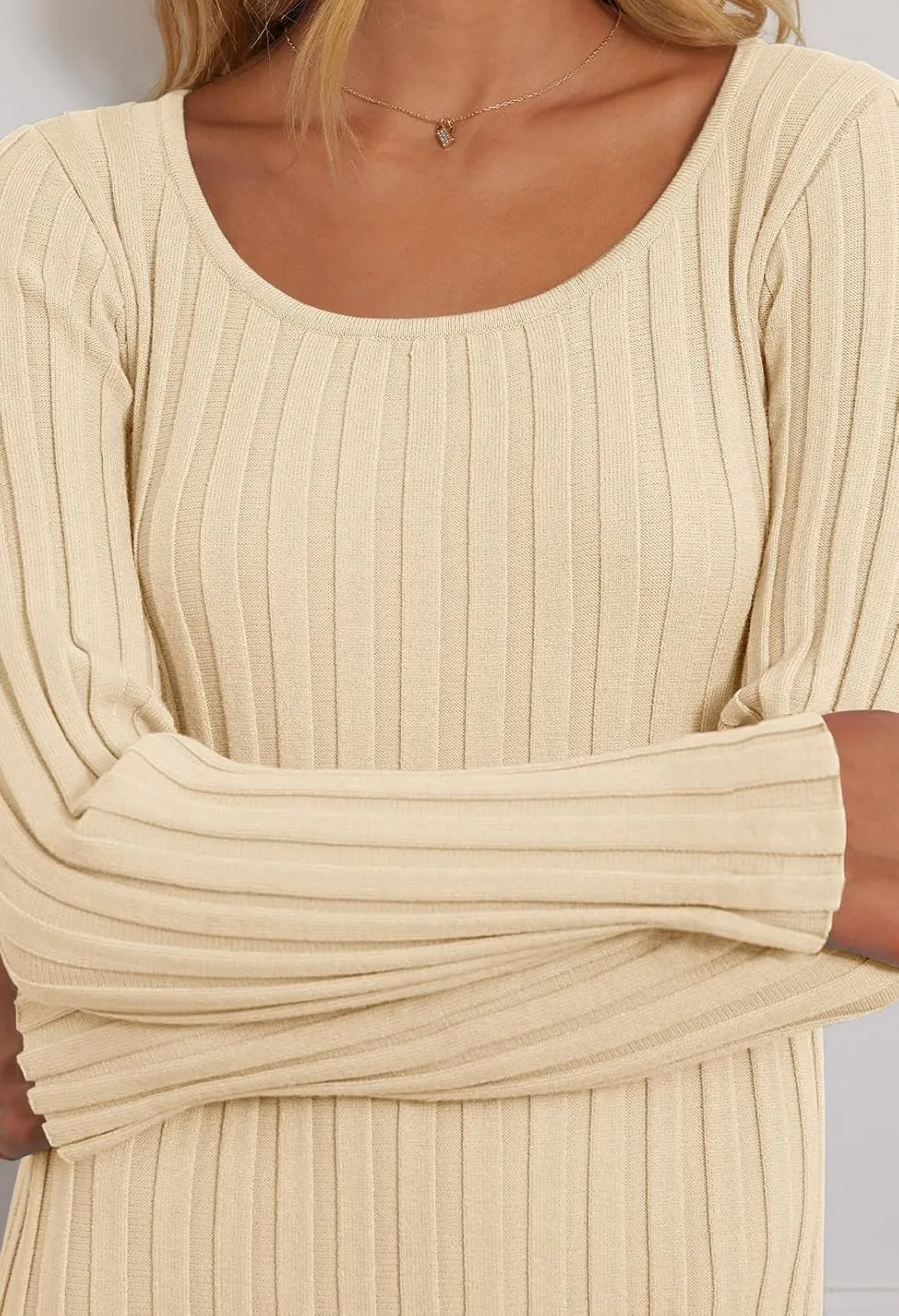 MEROKEETY Women's Fall Long Sleeve Sweater Dress Casual Ribbed Knit Slim Fit Bodycon Maxi Dresses