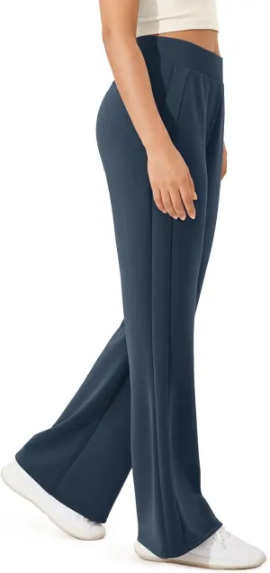 ODODOS Women's Modal Soft Mini Flared Pants with Pockets High Waist Pull-On Casual Lounge Pants-29/31" Inseam