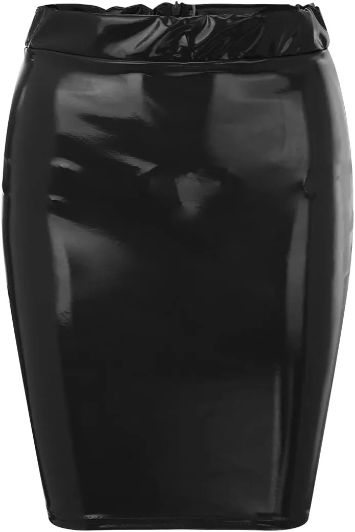 plus Size Skirts for Women 2x Solid Long High Leather A Color Womens Faux Skirt Line Skirts Waist Skirt