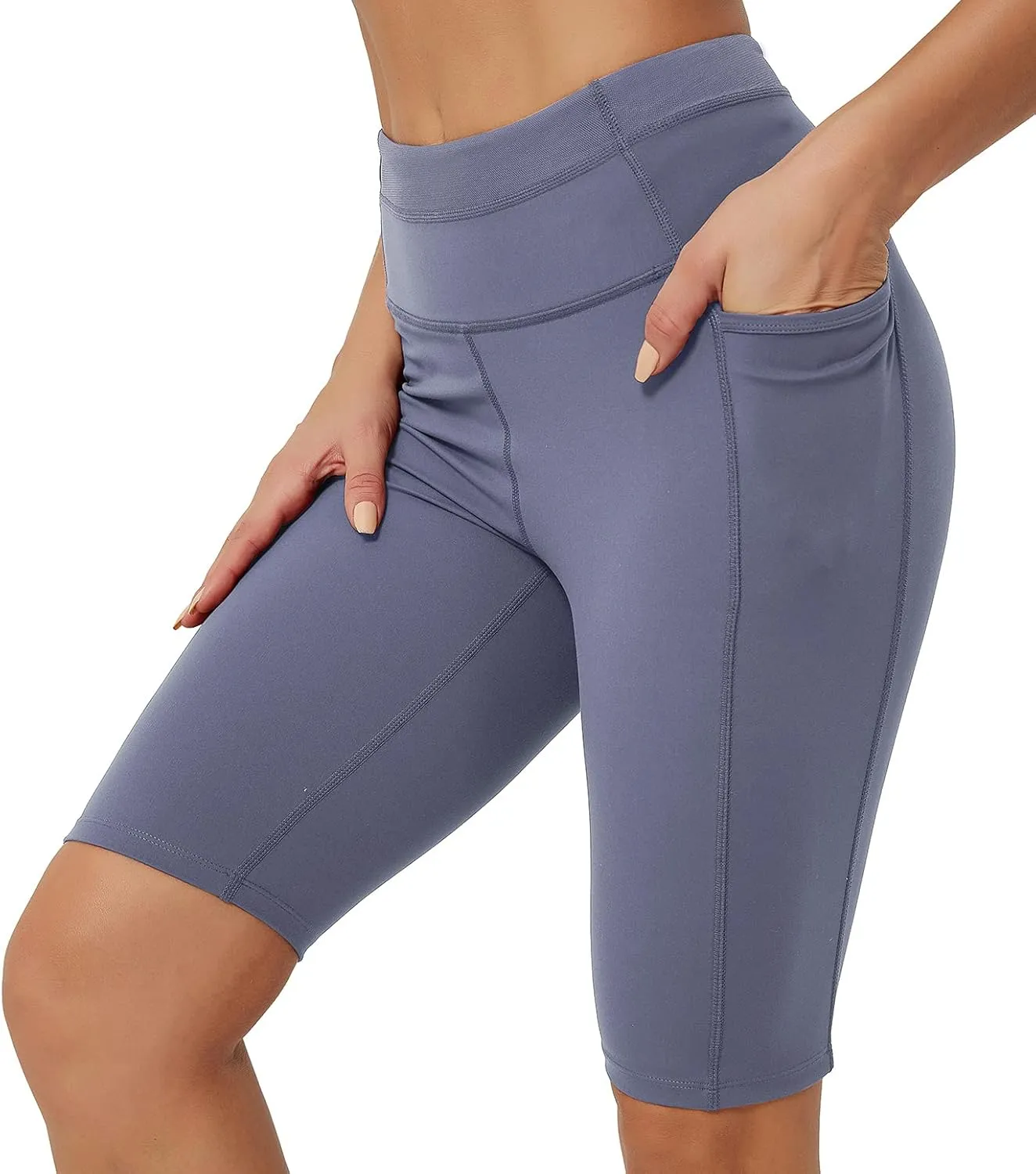 Rataves Womens Shorts 10" Workout Yoga Shorts with Pockets High Waisted Athletic Shorts Running Biker Shorts??007??