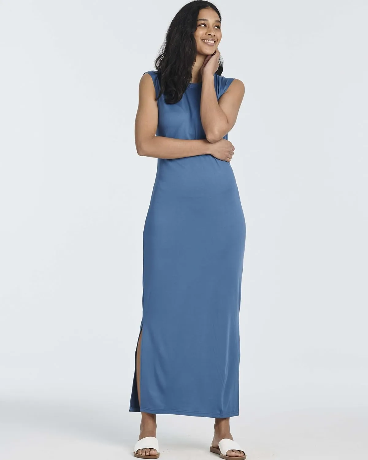 Real Essentials 3 Pack: Women's Long Tank Maxi T-Shirt Summer Casual Dress with Pockets (Available in Plus Size)