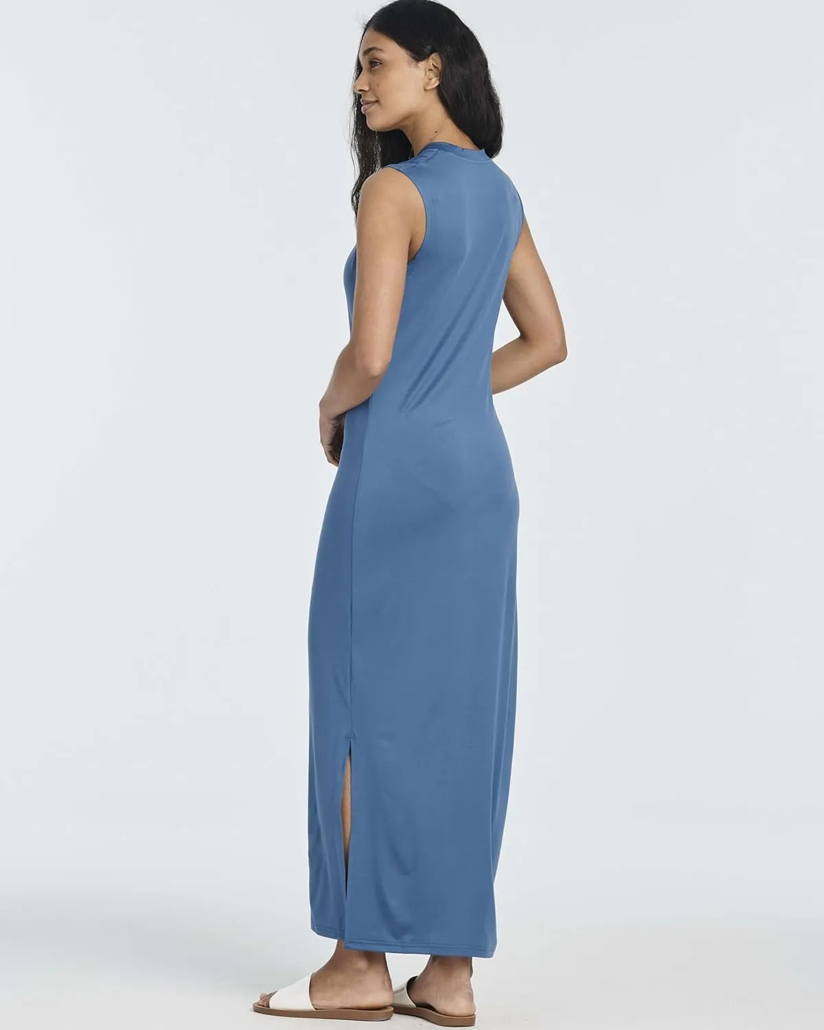 Real Essentials 3 Pack: Women's Long Tank Maxi T-Shirt Summer Casual Dress with Pockets (Available in Plus Size)