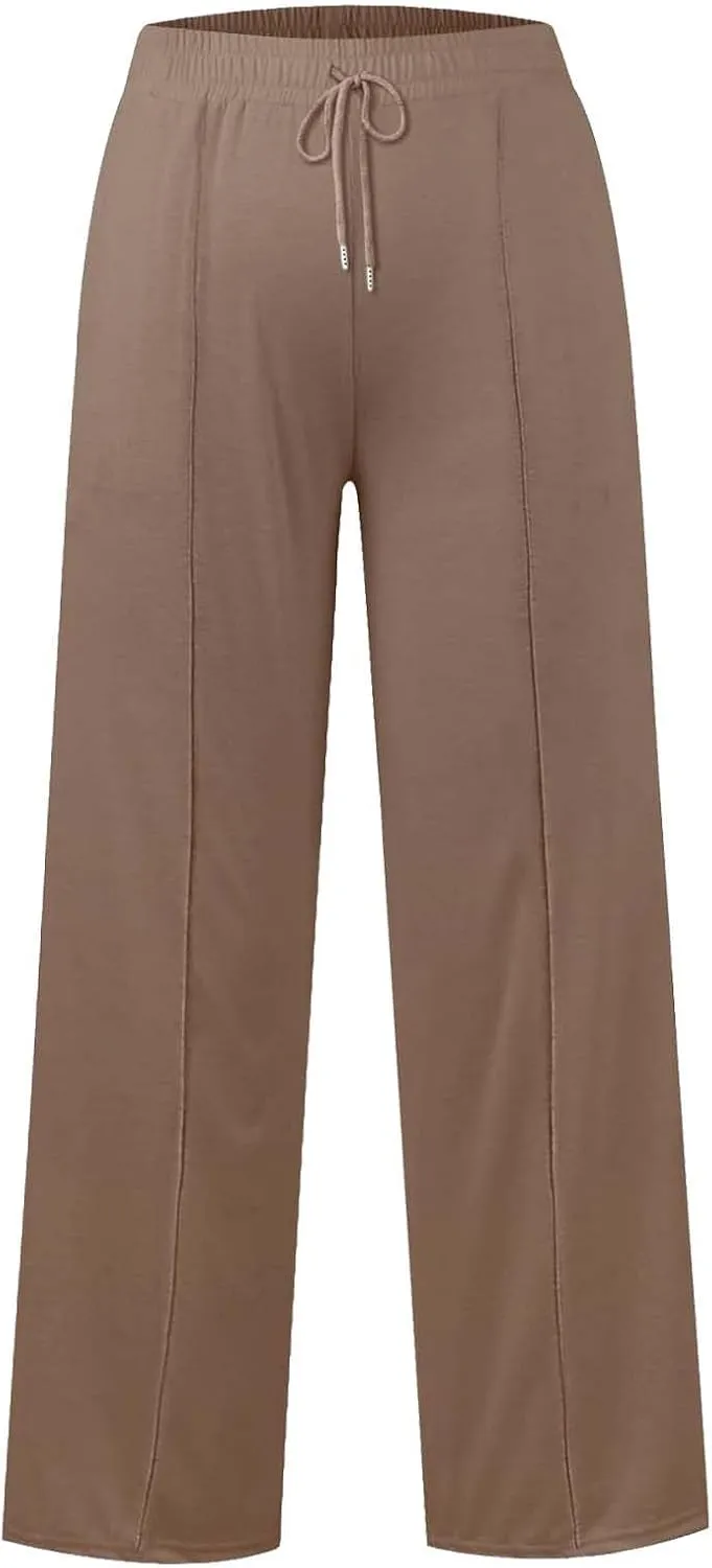 SHAOBGE Oversized Wide Leg Sweatpants Women Elastic Drawstring Straight Leg Sweatpants Low Waisted Baggy Lounge Pants Pocket