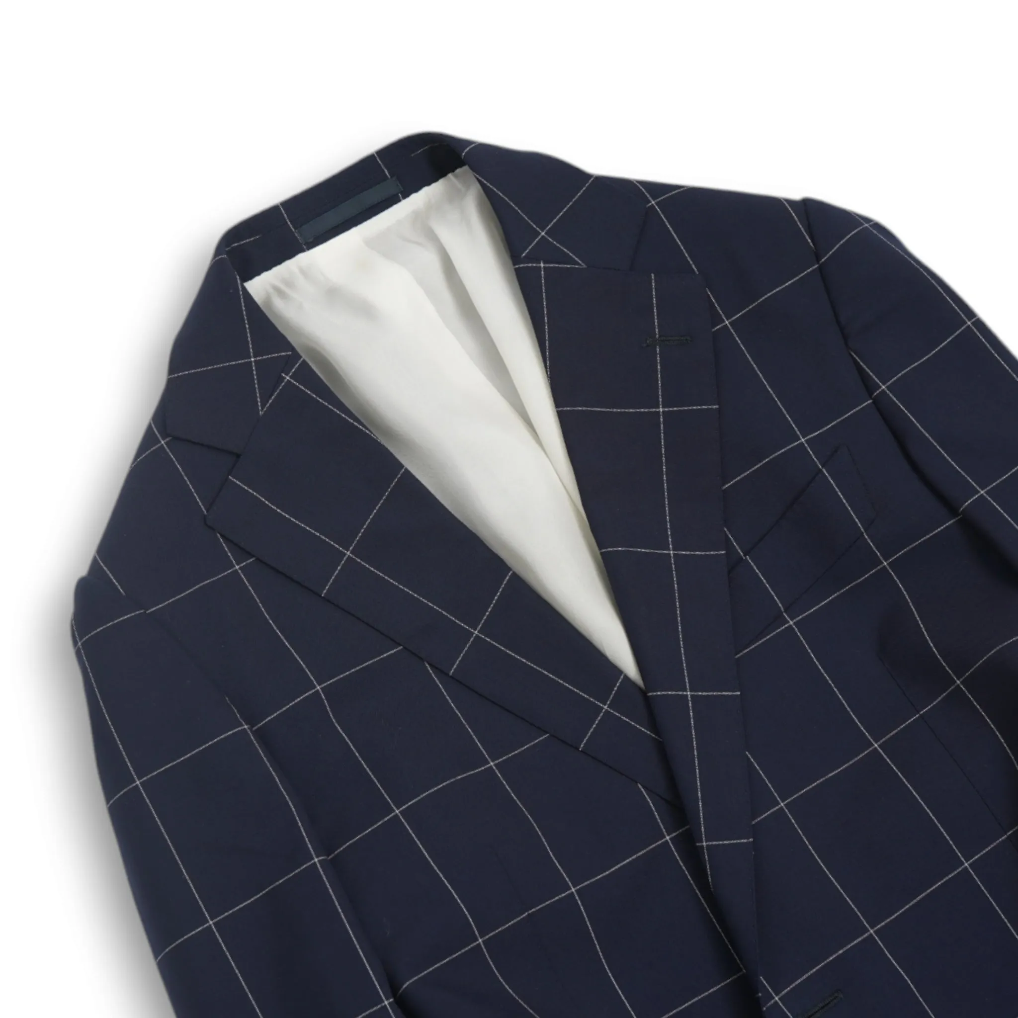 Suitsupply - Navy Windowpane Super 120's Wool Suit 50