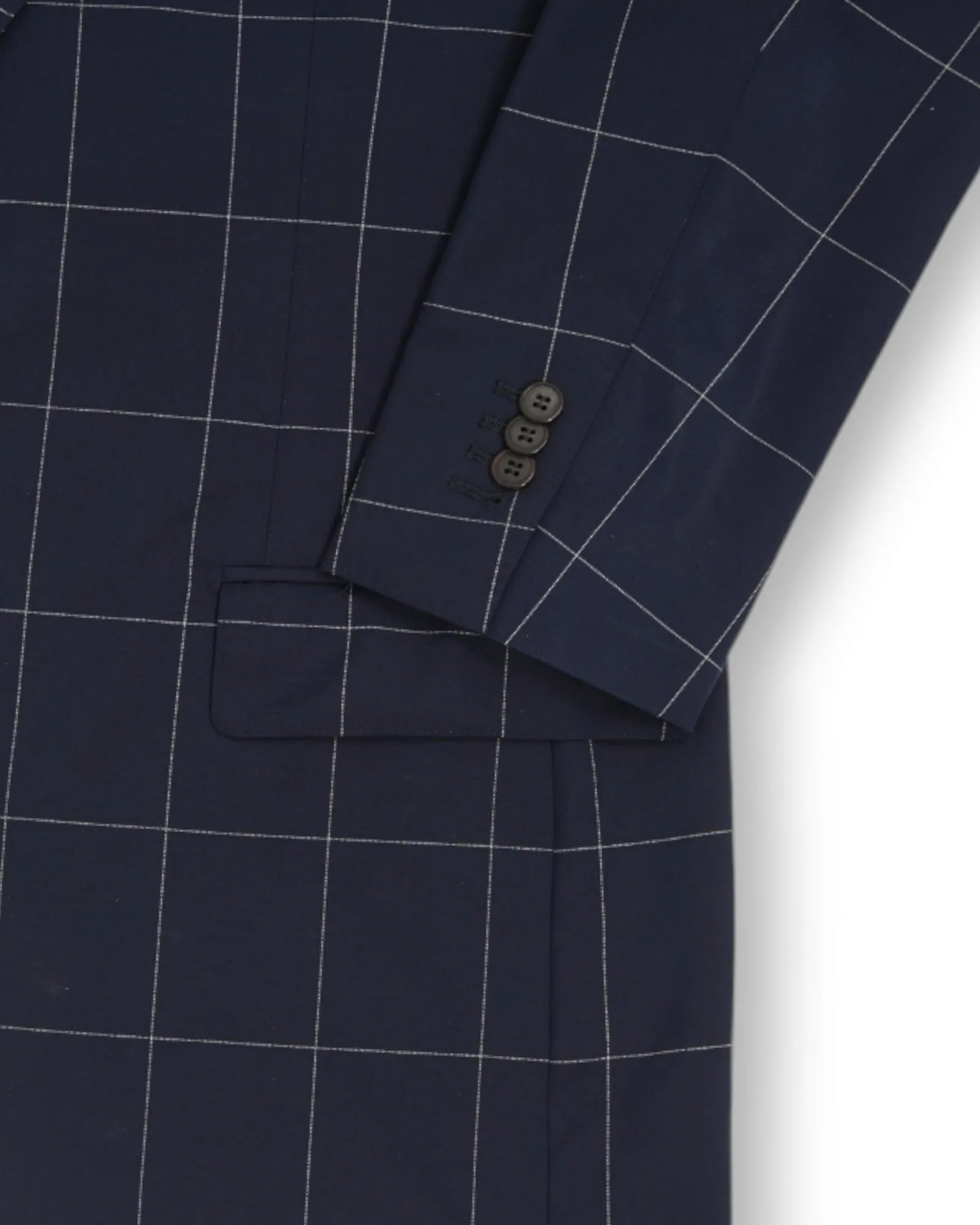 Suitsupply - Navy Windowpane Super 120's Wool Suit 50