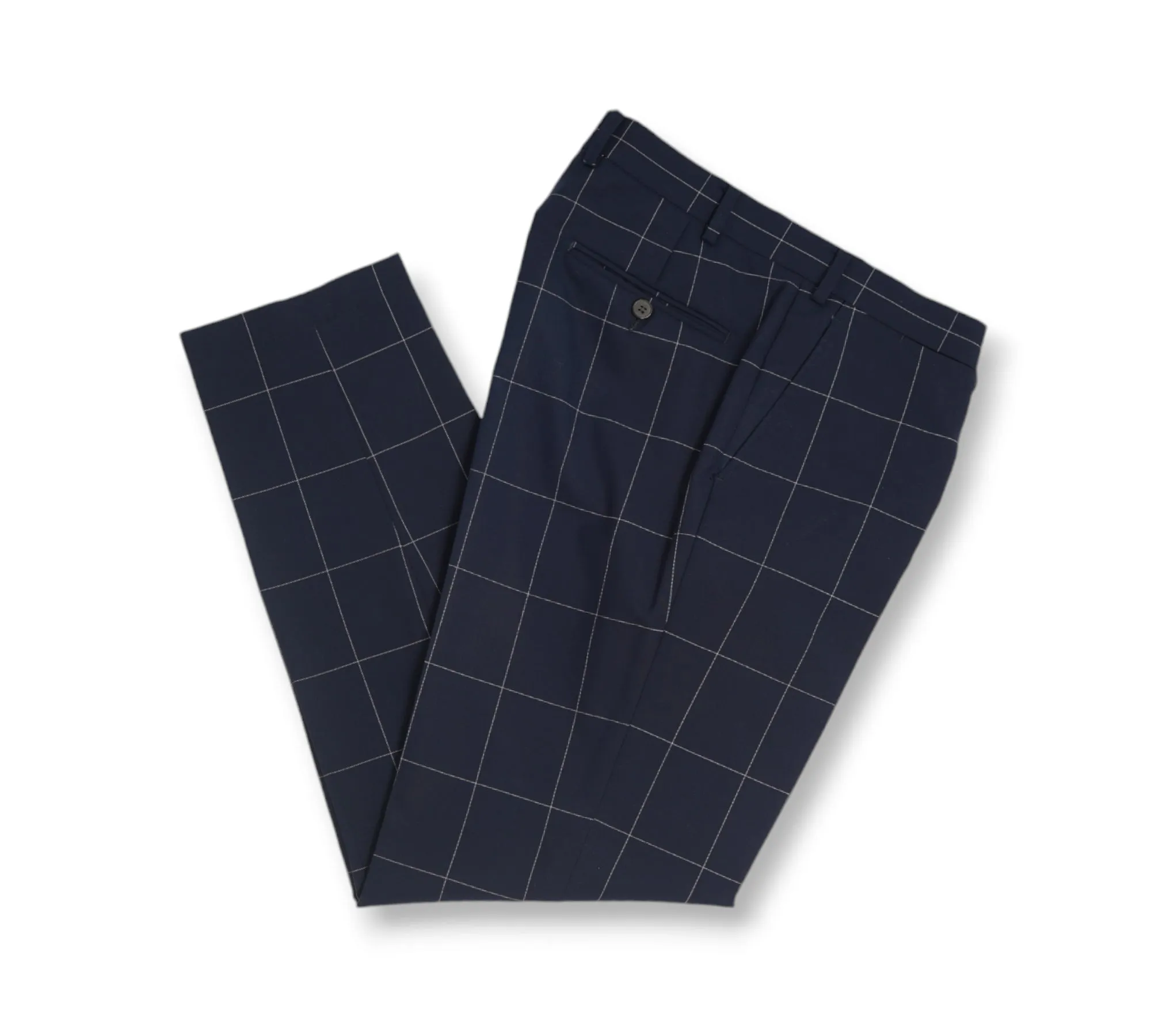 Suitsupply - Navy Windowpane Super 120's Wool Suit 50