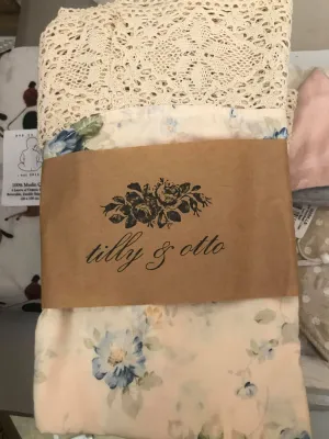 Tilly and Otto - Couture lace swaddle wrap - Cream & Blue floral