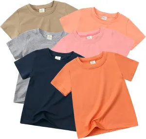 Unisex Kids Baby Boys Short Sleeve Crewneck T-Shirts Top Toddler Value Pack Organic Cotton Solid Summer Tee