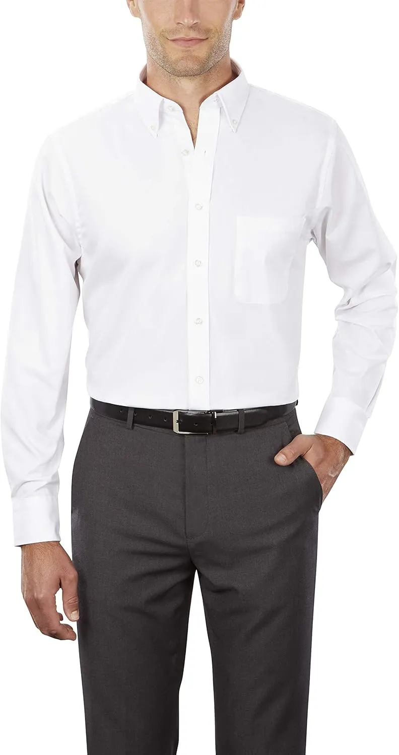 Van Heusen Men's Pinpoint Regular Fit Solid Button Down Collar Dress Shirt - Amazon Exclusive