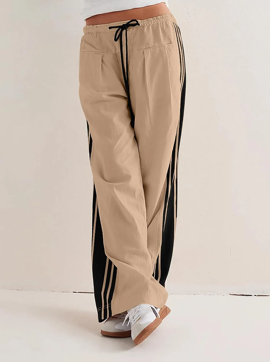 Womens Hudson Canyon Pants Side Striped Sweatpants Drawstring Waist High Rise Pant Trousers with Pockets