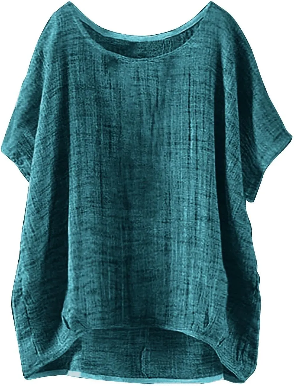 Women's Linen Oversized Blouses Short Sleeve Top T Shirt Button 3/4 Sleeve V Neck Linen Blouse Top