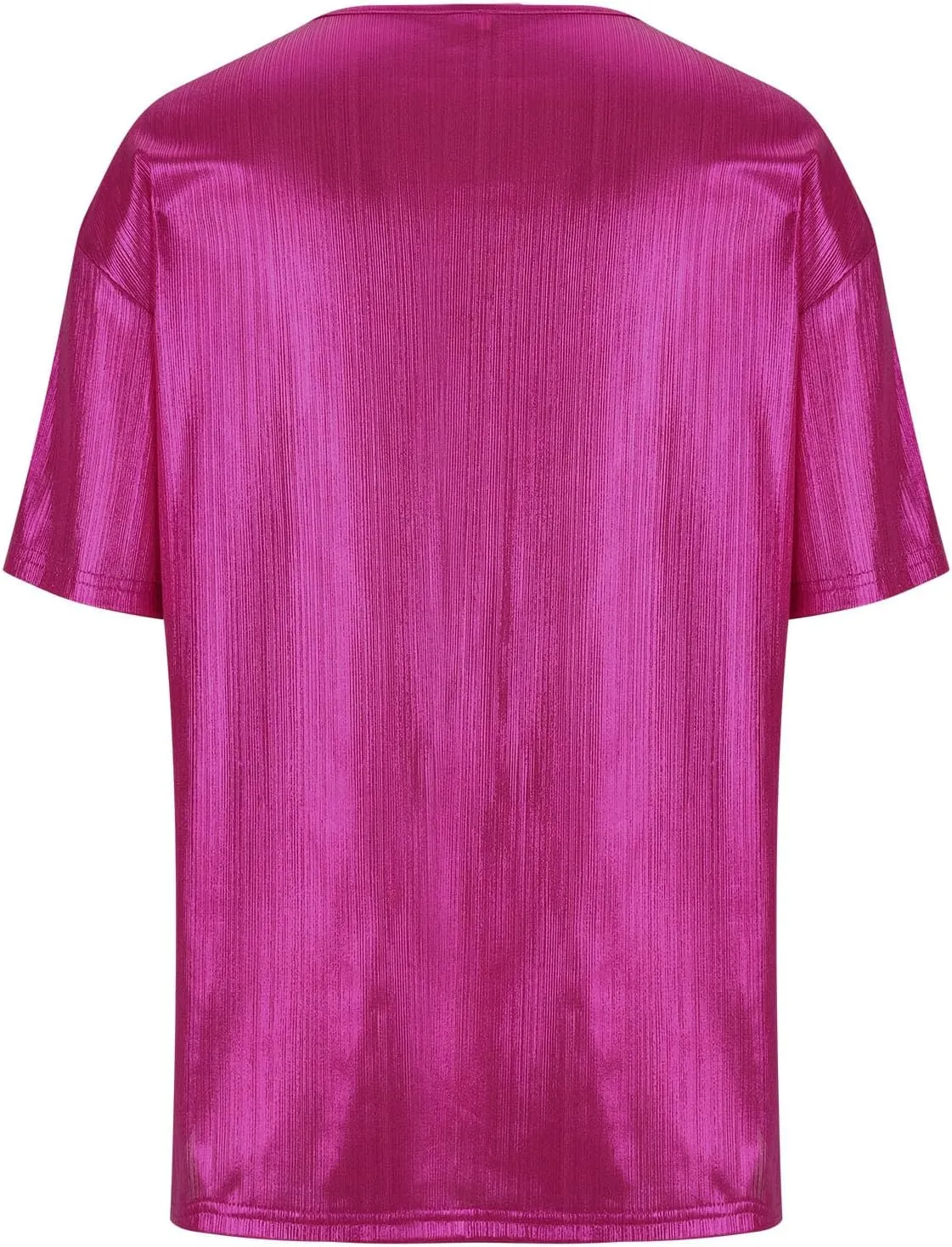 Women's Shiny Metallic Tops Short Sleeve T Shirt Glitter Party Disco Club Tees Holographic Music Festival Outfit