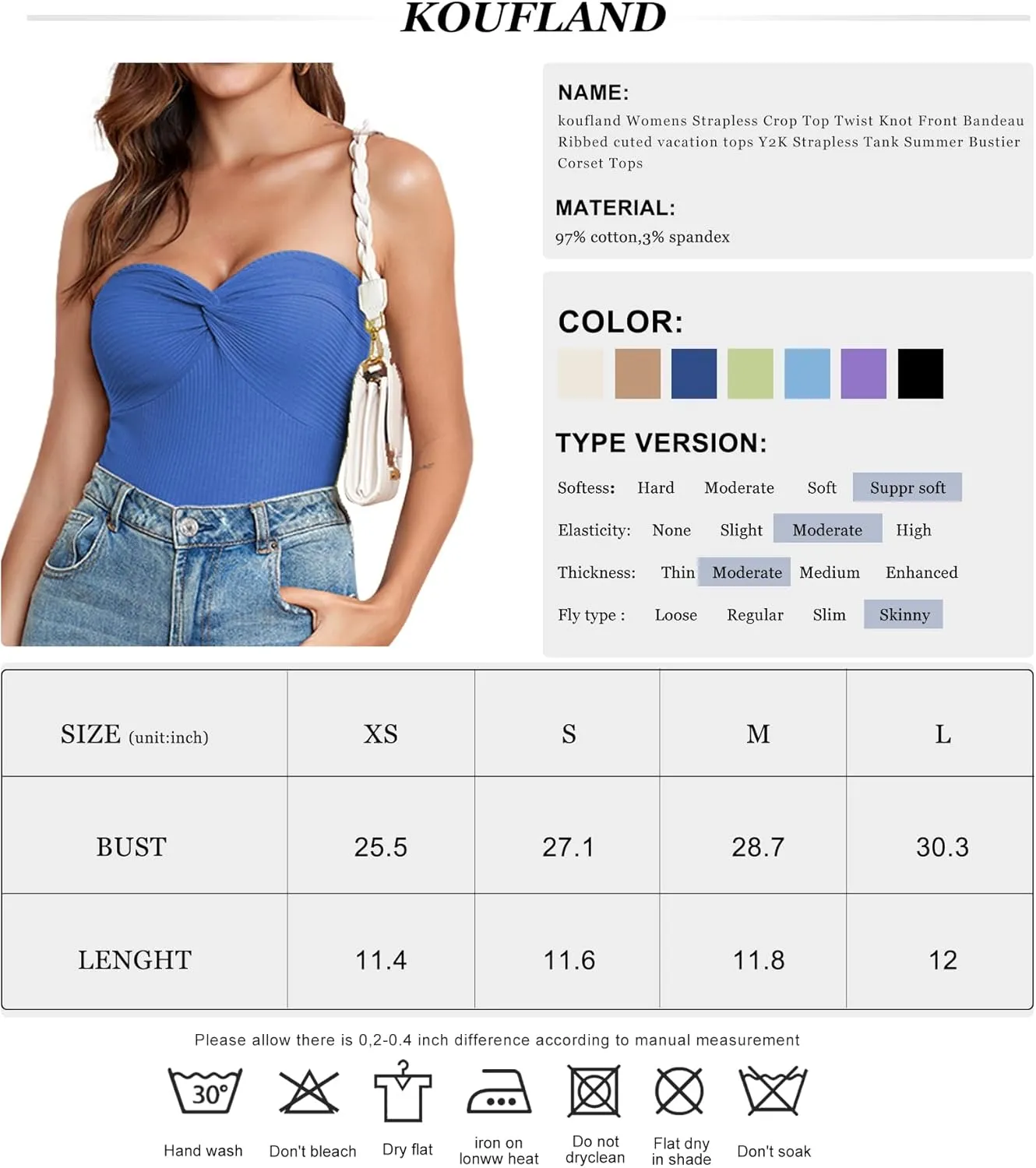 Womens Strapless Crop Top Twist Knot Front Bandeau Ribbed cuted Y2K Strapless Tank Summer Vacation Tops Corset