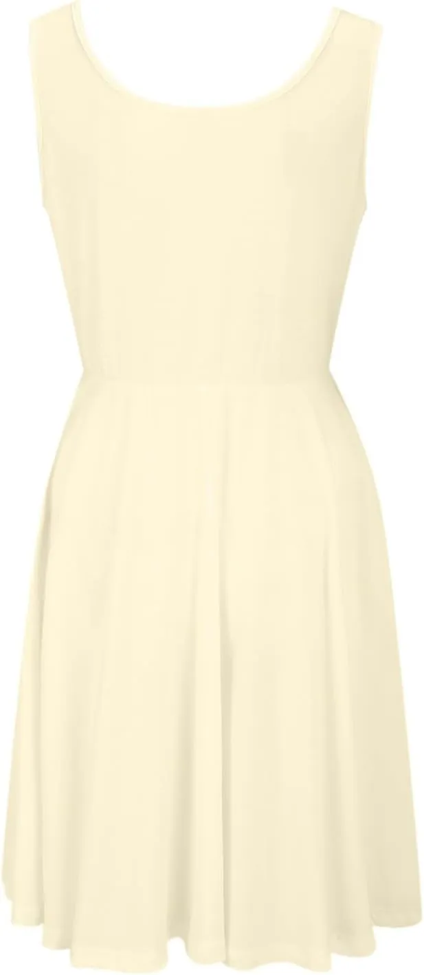 Women's Summer Dresses Scoop Neck Sleeveless A-Line Ribbed Knit Above Knee Tank Dress