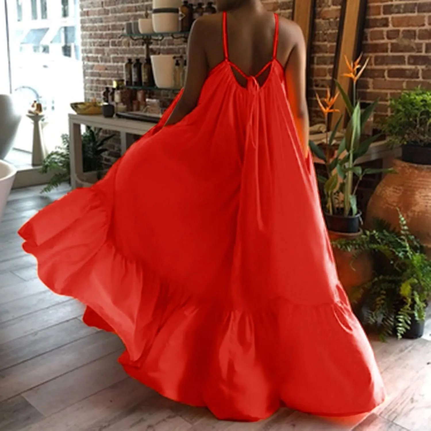 Women's Summer Floral Maxi Dress Sleeveless Smocked Ruffle Long Flowy Beach Vacation Boho Sundresses